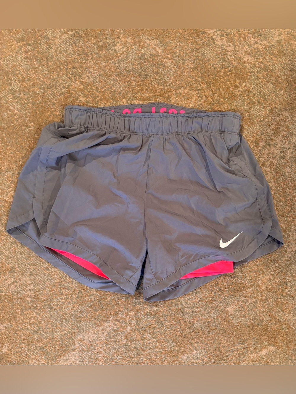 Nike Dri-FIT Athletic Running Shorts Gray Pink Built In Liner Medium
